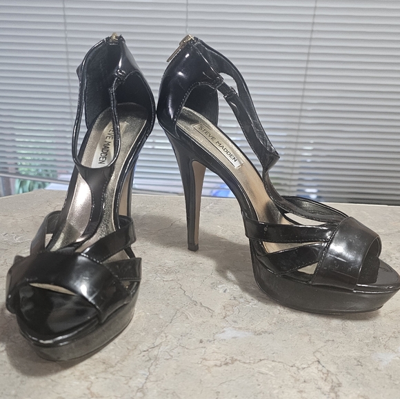 Steve Madden Haylow Black Platform Stiletto Heels Patent Leather Size 8.5 - Picture 5 of 10